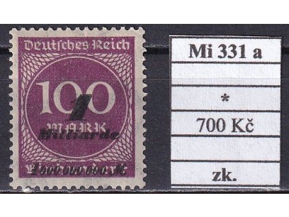 Deutsches Reich Mi 331 a po nálepce zkoušené