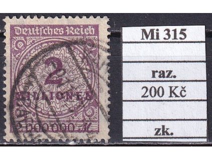 Deutsches Reich Mi 315 razítkované zkoušené