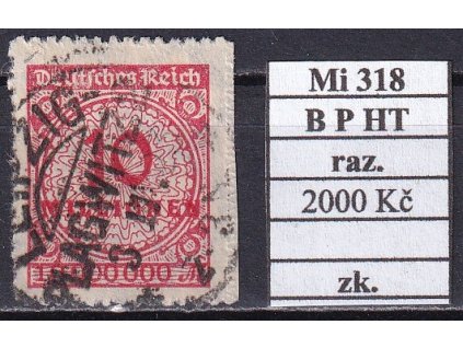 Deutsches Reich Mi 318 B P HT razítkované zkoušené