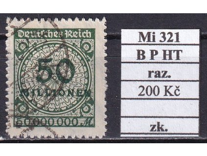 Deutsches Reich Mi 321 B P HT razítkované zkoušené
