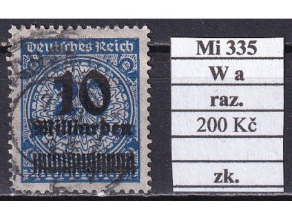 Deutsches Reich mi 335 W a razítkované zkoušené