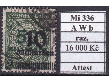 Deutsches Reich Mi 336 W b razítkované Attest