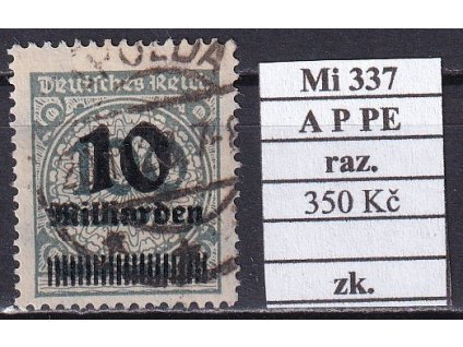 Deutsches Reich Mi 337 A P PE razítkované zkoušené