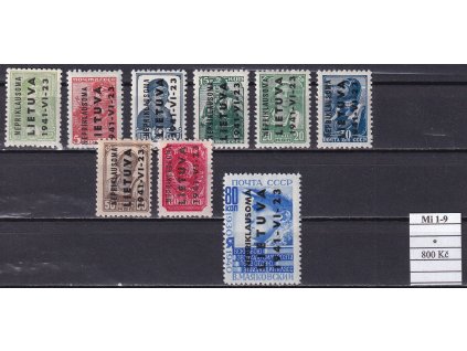 Lietuva Mi 1-9 po nálepce