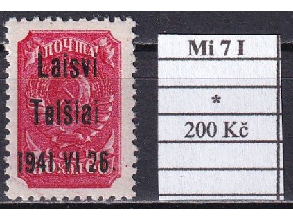 Lietuva Telsiai Mi 7 I po nálepce