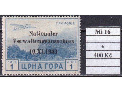 Montenegro Mi 16 po nálepce