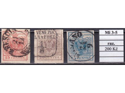 Lombardsko Mi 3-5 razítkované