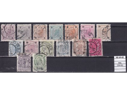 Rakousko Mi 69-83 razítkované