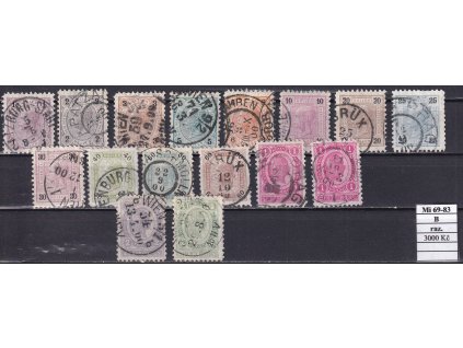 Rakousko Mi 69-83 B razítkované