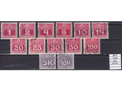 Rakousko Mi P 34-46 razítkované