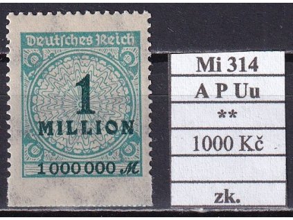 Deutsches Reich Mi 314 A P Uu svěží zkoušené