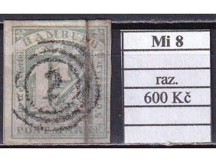Hamburg Mi 8 razítkované