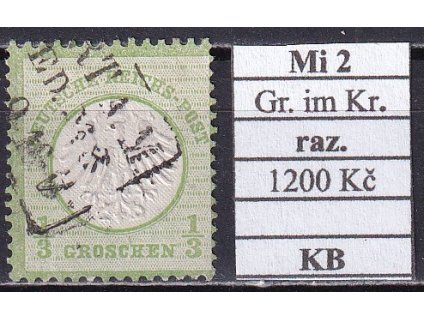Deutsches Reich Mi 2 Gr. im Kr. razítkované KB
