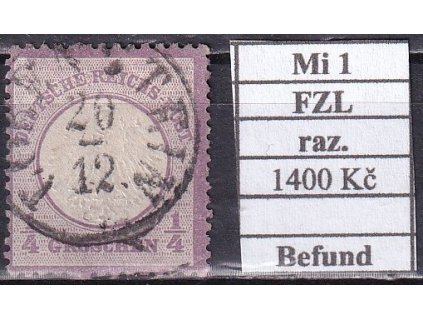 Deutsches Reich Mi 1 FZL razítkované Befund