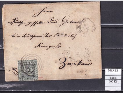 Thurn und Taxis Mi 3 EF dopis