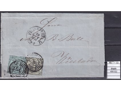 Thurn und Taxis Mi 7 + 12 na dopise