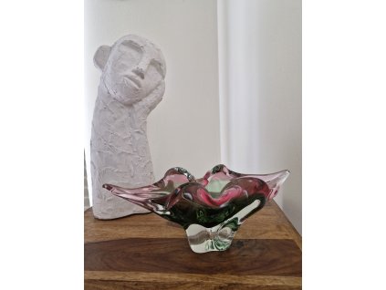 Krásná dvoubarevná mísa z hutního skla - J. Hospodka