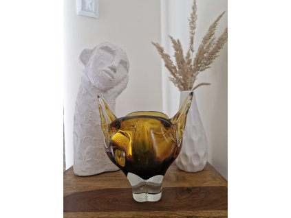 Nádherná váza/žardinka z hutního skla - J. Hospodka