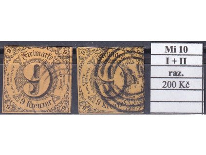 Thurn und Taxis Mi 10 I + II razítkované
