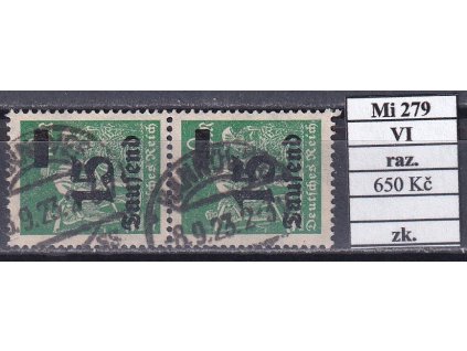Deutsches Reich Mi 279 VI razítkované zkoušené