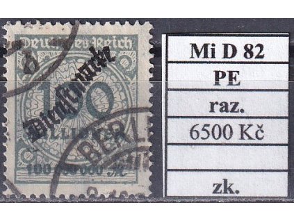 Deutsches Reich Mi D 82 PE razítkované zkoušené
