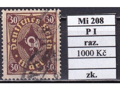 Deutsches Reich Mi 208 P I razítkované zkoušené