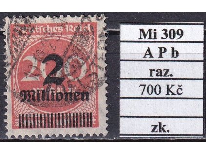 Deutsches Reich Mi 309 A P b razítkované zkoušené
