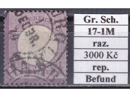 Hufeisenstempel 17-1M gr. Schild razítkované Befund