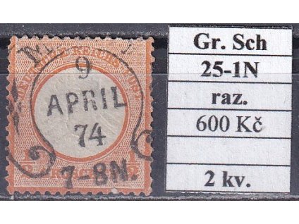 Hufeisenstempel 25-1N gr. Schild razítkované 2. kvalita