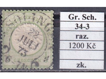 Hufeisenstempel 34-3 gr. Schild razítkované zkouśené