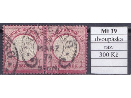 Deutsches Reich Mi 19 dvoupáska razítkované