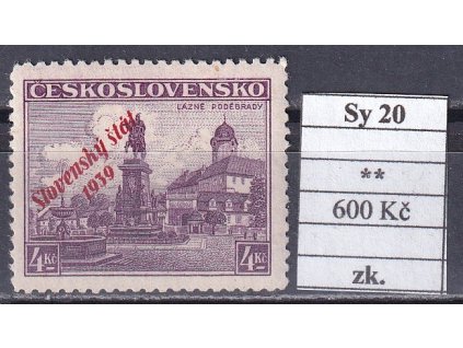 Slovenský stát Sy 20 svěží zkoušené
