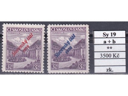 Slovenský štát Sy 19 a + b svěží zkoušené