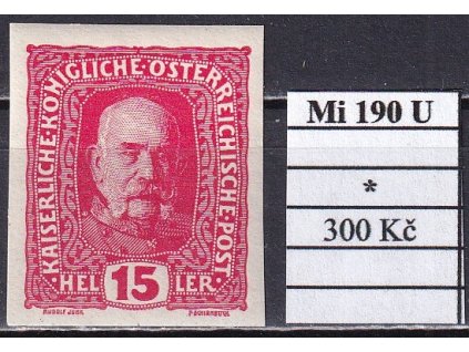 Rakousko Mi 190 U po nálepce