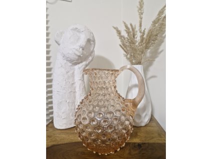 Nádherný růžový džbán HOBNAIL
