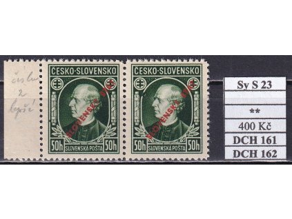 Slovenský štát Sy 23 DCH 161 + 162 svěží