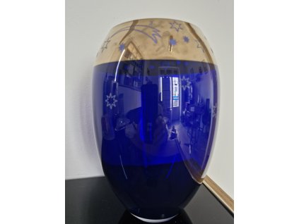 Nádherná váza z foukaného skla s vánočním motivem