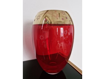 Nádherná váza z foukaného skla s vánočním motivem