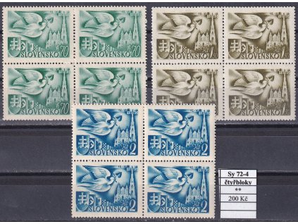 Slovenský štát Sy 72-4 čtyřbloky svěží