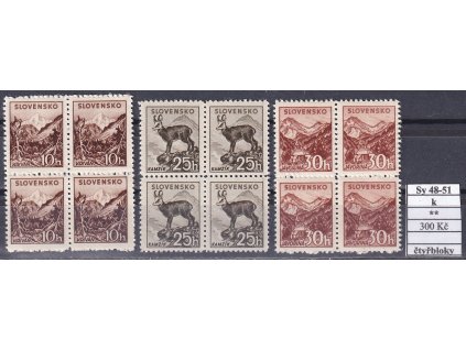 Slovenský štát Sy 48-51 k čtyřbloky