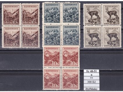Slovenský štát Sy 48-51 n čtyřbloky svěží