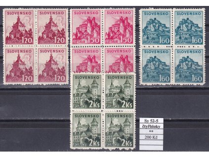 Slovenský štát Sy 52-5 čtyřbloky svěží