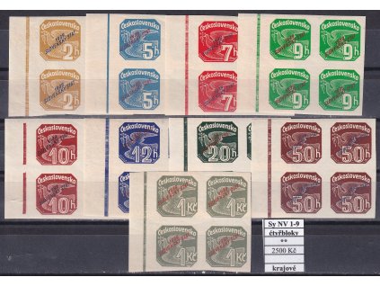 Slovenský štát Sy NV 1-9 krajové čtyřbloky svěží