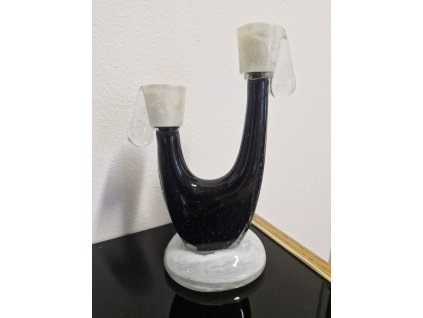 Málo vídaný svícen z hutního skla - Železný Brod