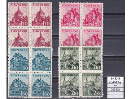 Slovenský štát Sy 52-5 čtyřbloky svěží