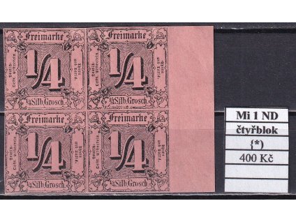 Thurn und Taxis Mi 1 ND čtyřblok bez lepu