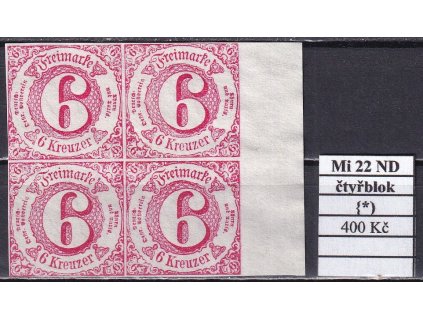 Thurn und Taxis Mi 22 ND čtyřblok bez lepu