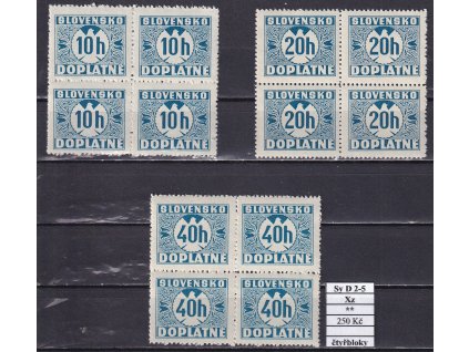 Slovenský štát Sy D 2-5 Dz čtyřbloky svěží
