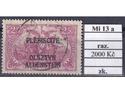 Allenstein Mi 13 a razítkované zkoušené