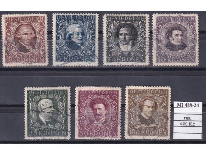 Rakousko Mi 418-24 razítkované